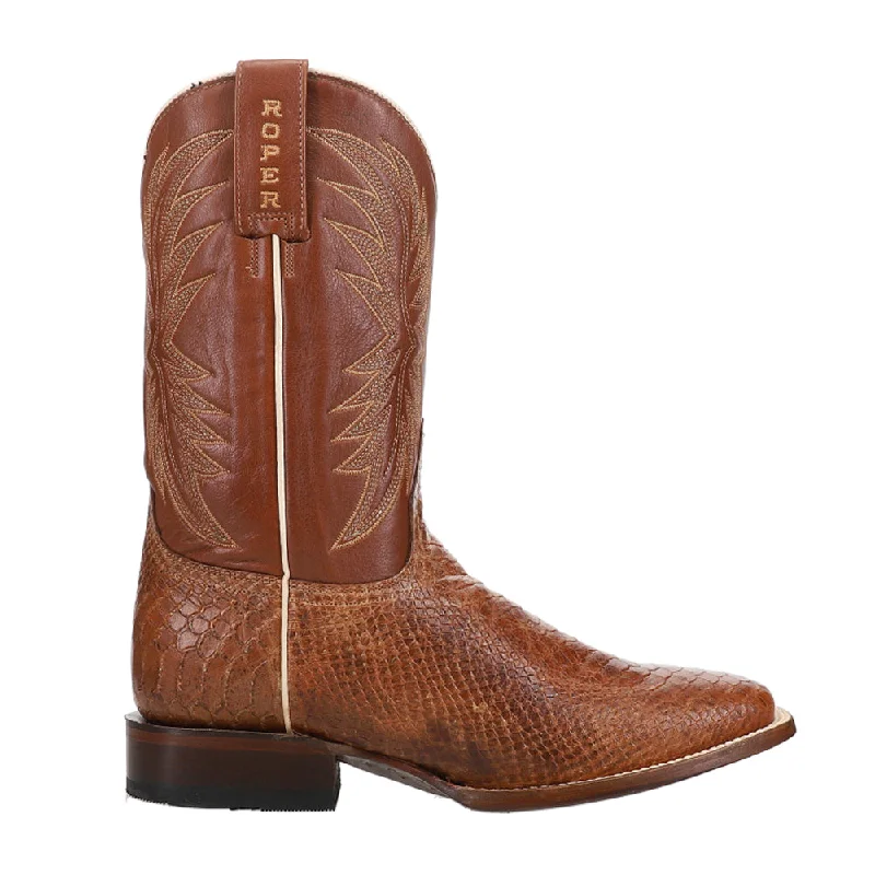 Diesel Embossed Python Animal Print Square Cowboy Boots