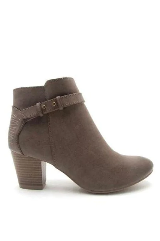 Faux Leather Bootie In Dark Taupe