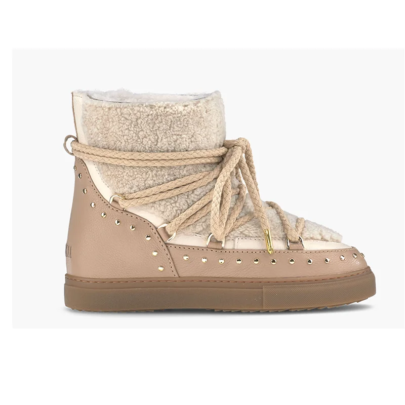 INUIKII Sneaker Curly Rock Wedges Beige Boots