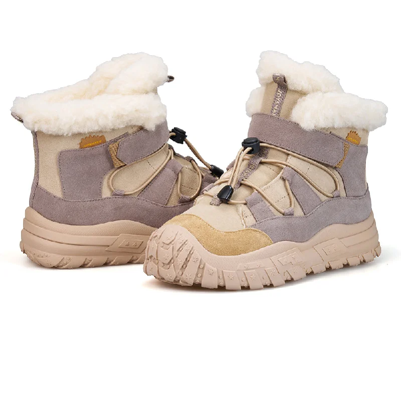 Women's Cow Suede Slip-on Snow Short Boots-65936W