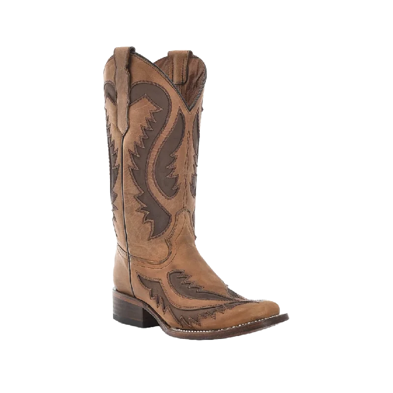 Corral Women's Circle G Tan Chocolate Inlay Western Boot