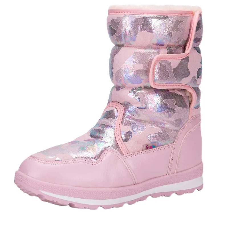 Pink and Silver Glam Women Winter Snowboots