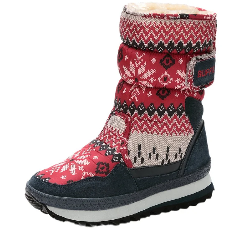 Red Snowflakes Snowboots Women Winter Snowboots