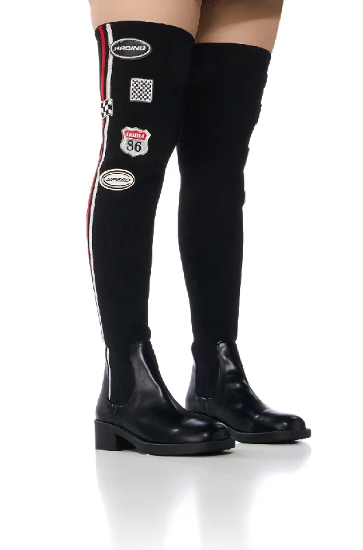 REVITUP BLACK AND RED OVER THE KNEE BOOT