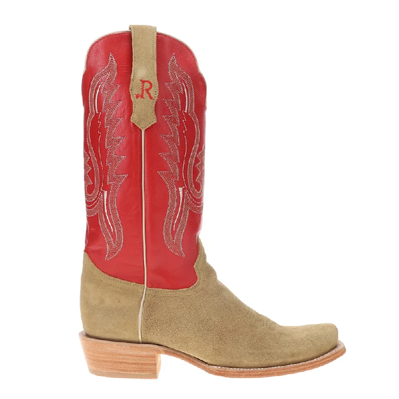 Roughout Narrow Embroidered Square Toe Cowboy Boots