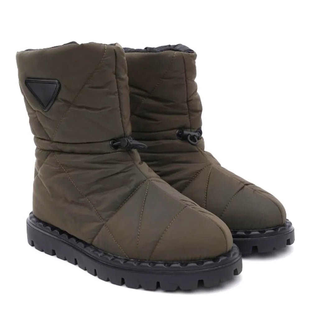 Solid Military Green Women Winter Snowboots