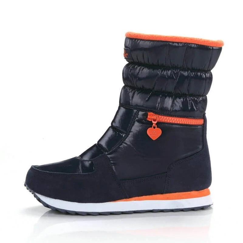 Stunning Black & Orange Zipper Women Winter / Snow Boots