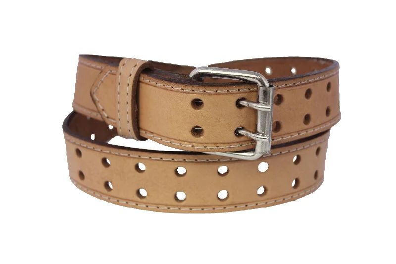 Tan #415 Western Cowboy Belt Leather - Double Prong