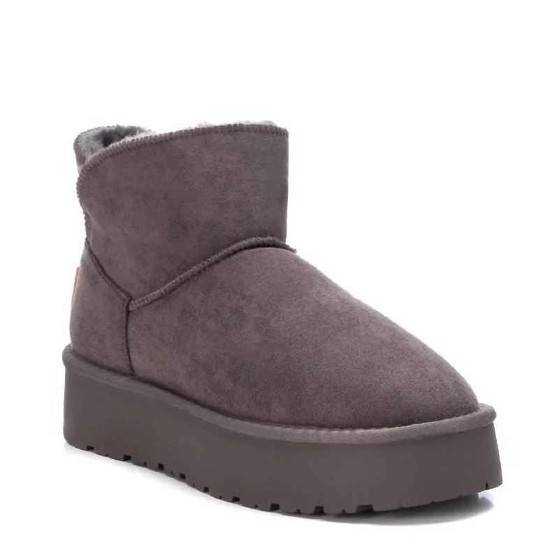 Women's Suede Winter Boots In Grey