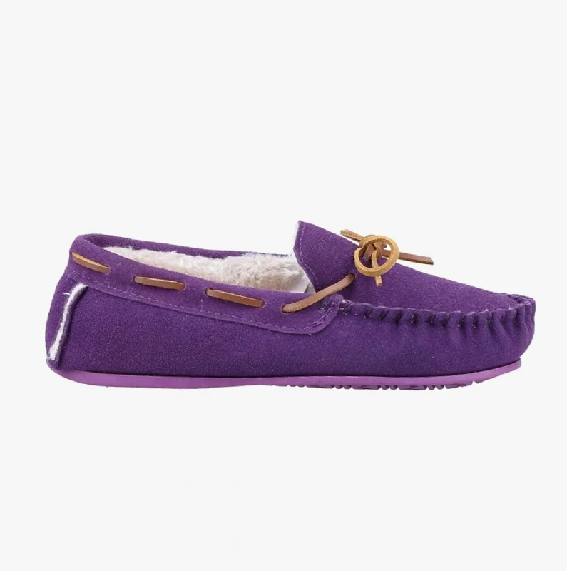 ALLIE Ladies Suede Slippers Purple