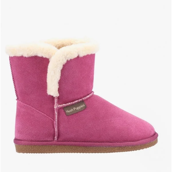 ASHLEIGH Ladies Suede Boot Slippers Rose