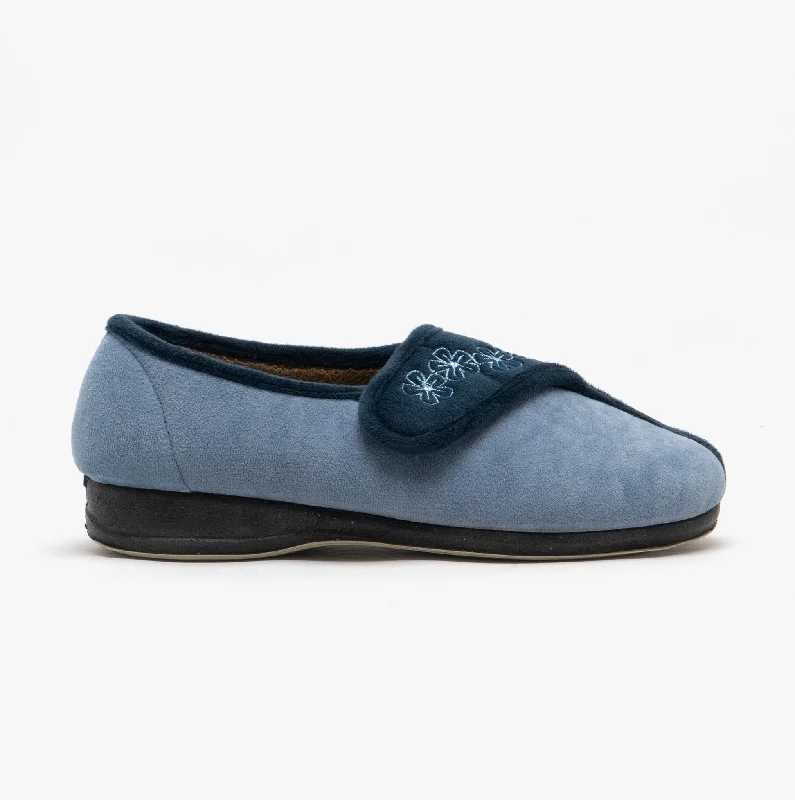 GEMMA Ladies Full Slippers Navy/Blue