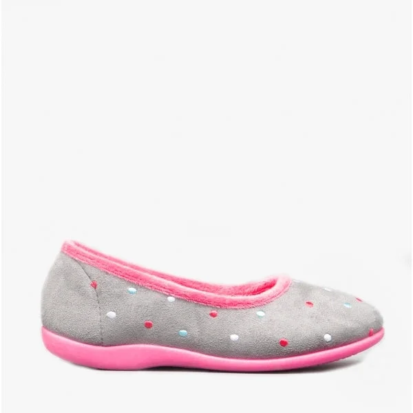 ISLA Ladies Full Slippers Grey/Fuchsia