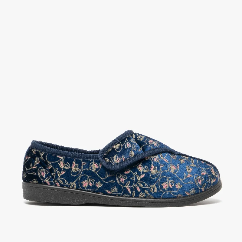 JANICE Ladies Full Slippers Navy