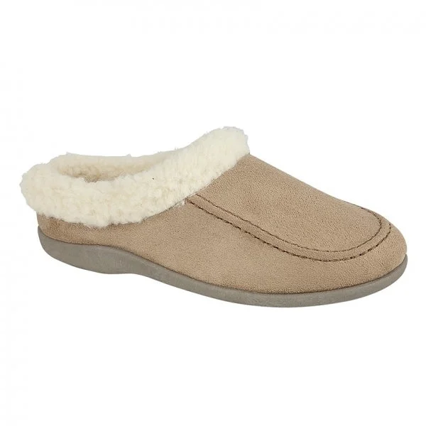 JANINE Wool Collar Mule Slippers Camel