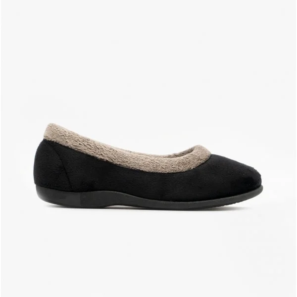 JULIA Ladies Ballerina Slippers Black