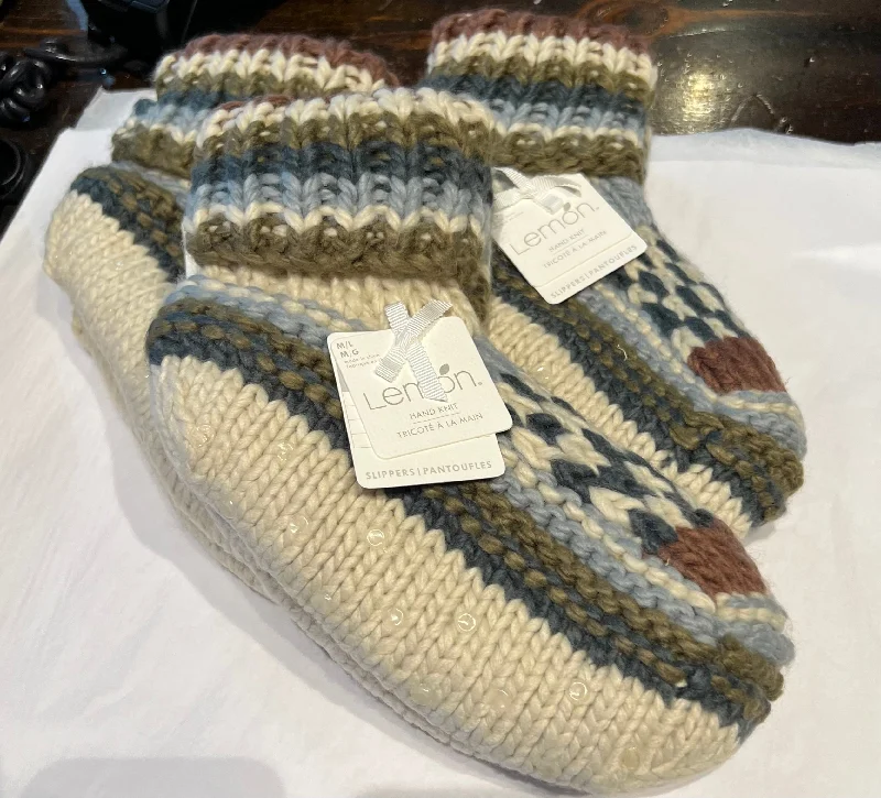 LEMON HAND KNIT SLIPPERS