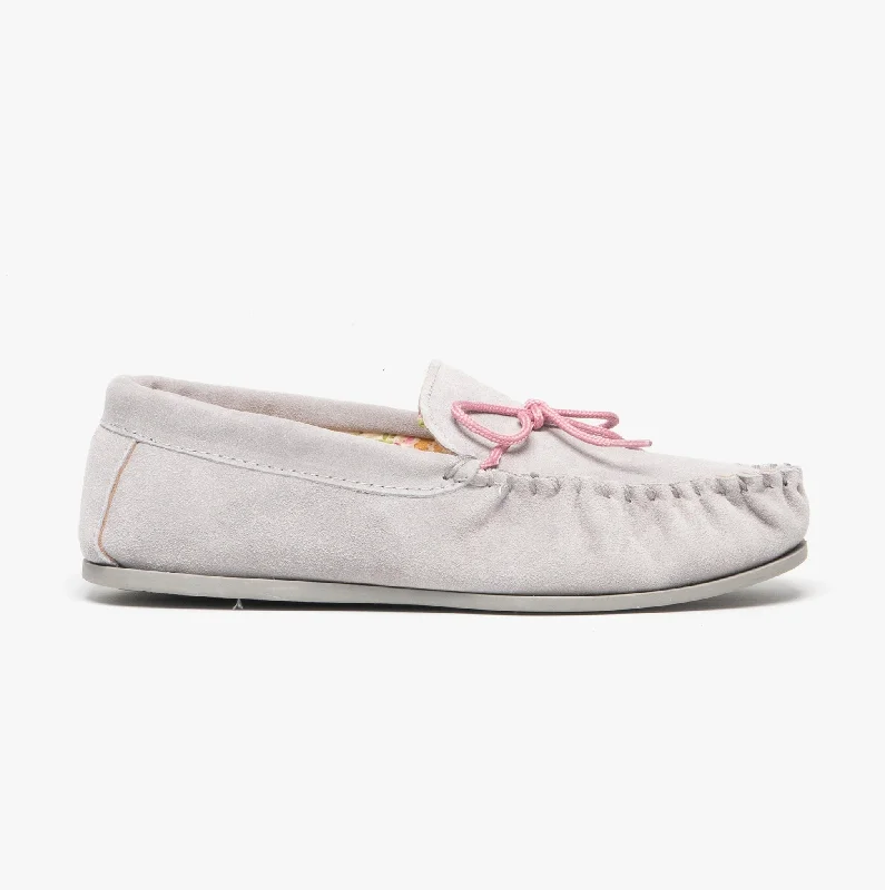 LILY Ladies Moccasin Slippers Grey