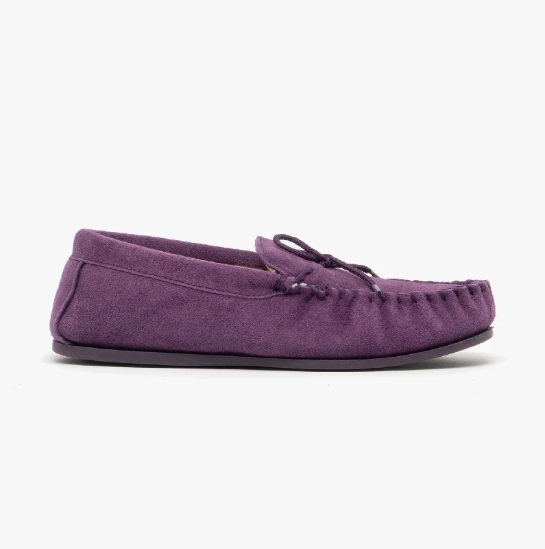 LILY Ladies Moccasin Slippers Purple