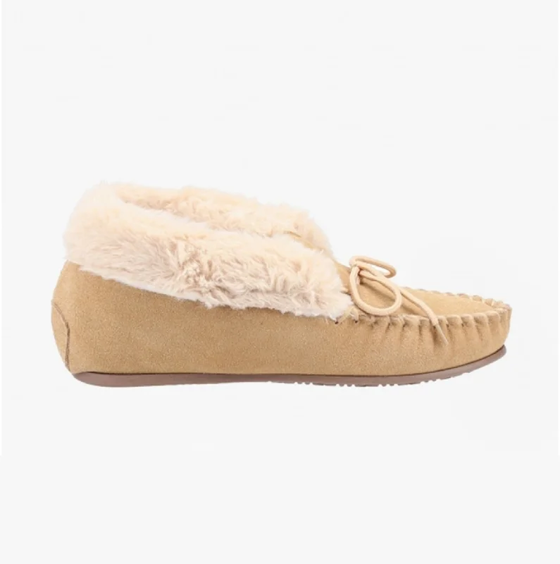 PHILIPPA Ladies Suede Moccasin Slippers Tan