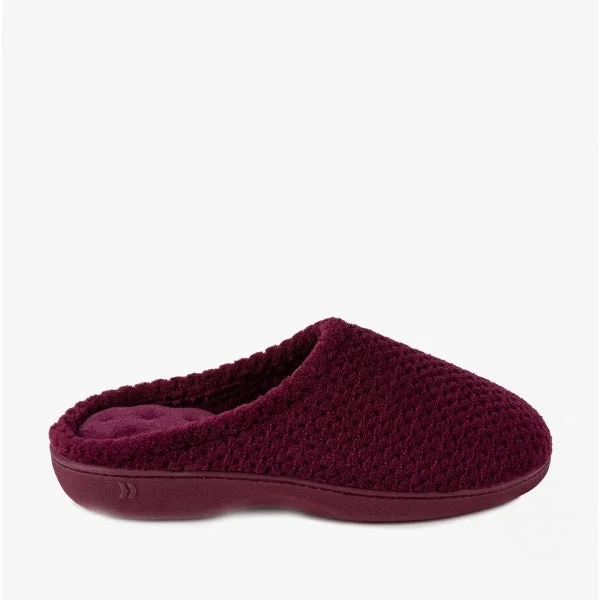 POPCORN TERRY Ladies Mule Slippers Burgundy