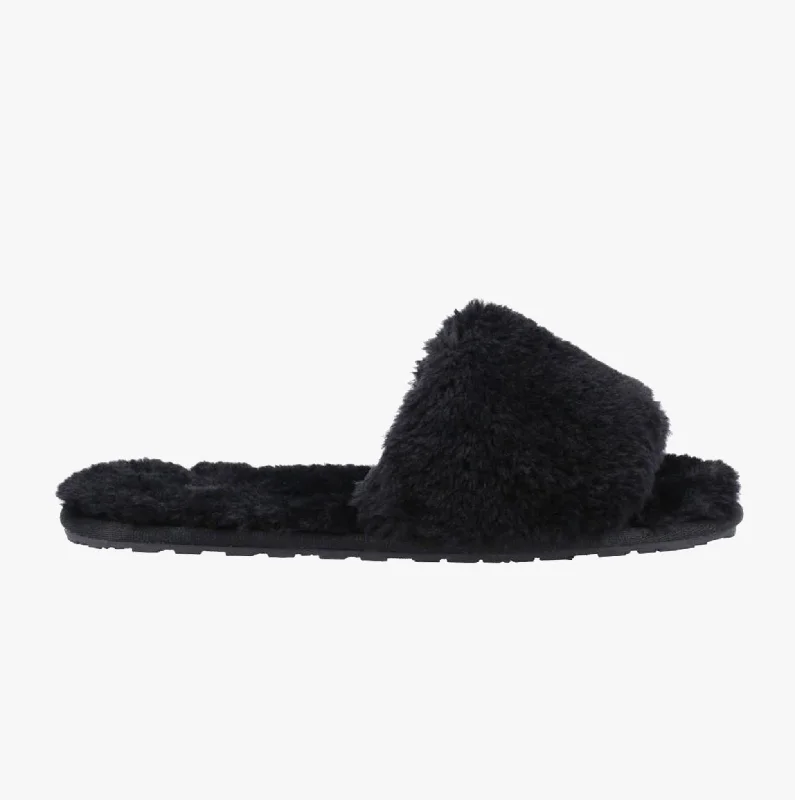 PRUE Ladies Faux Fur Slippers Black