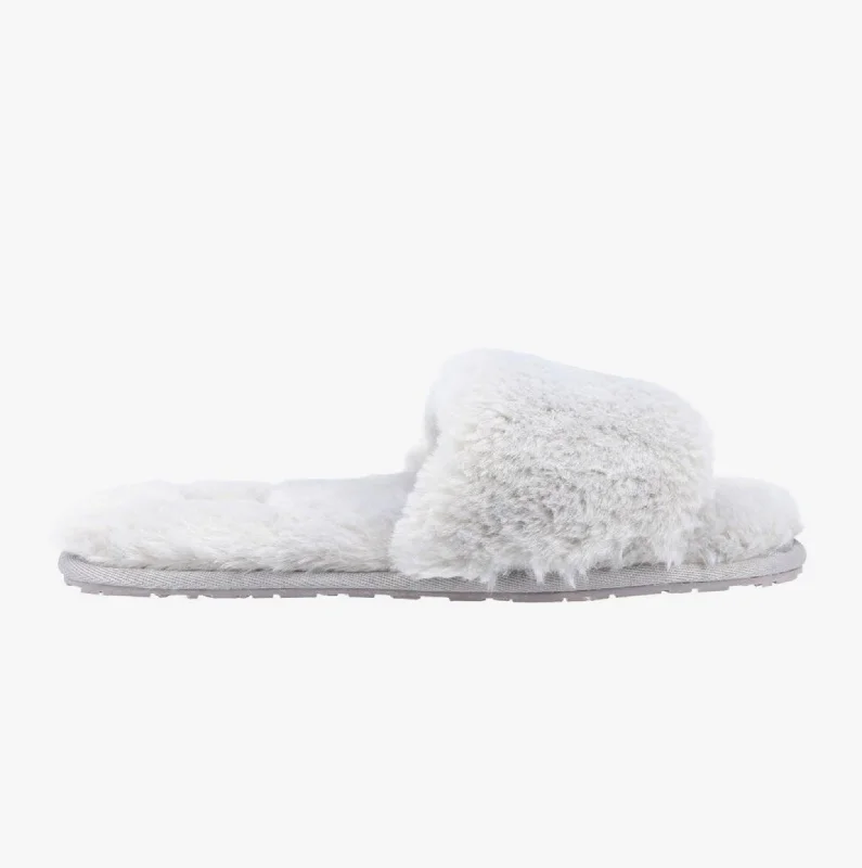 PRUE Ladies Faux Fur Slippers Grey