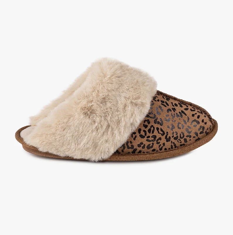 REAL SUEDE WITH FUR CUFF Ladies Mule Slippers Multi