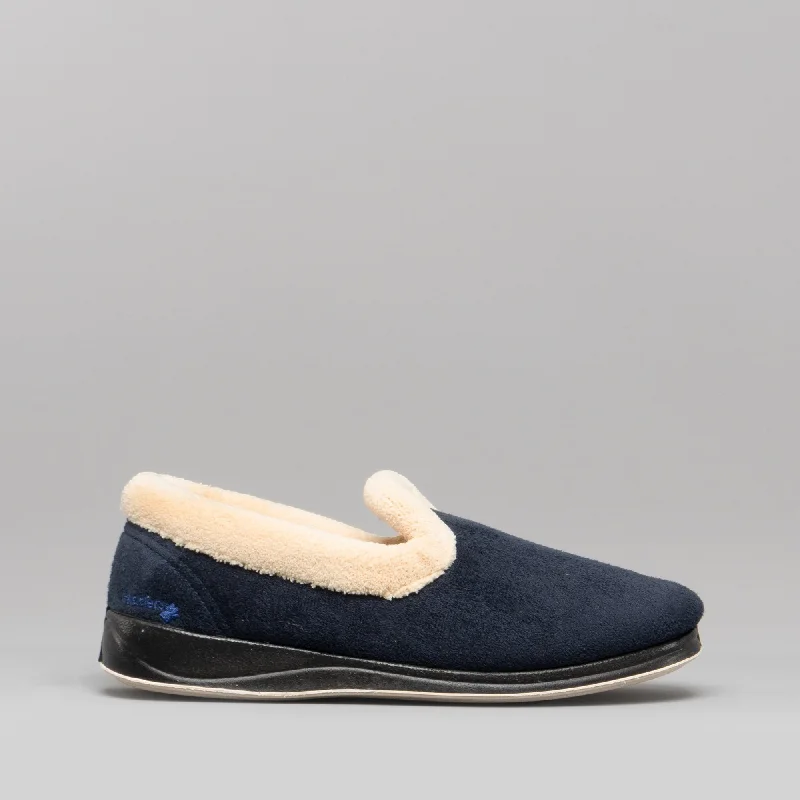 REPOSE Ladies (EE Fit) Full Slippers Navy