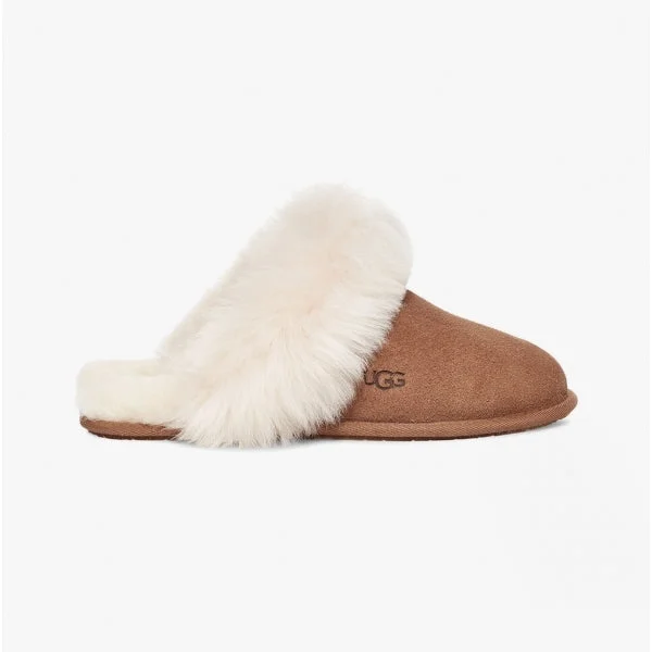 SCUFF SIS Ladies Suede Slippers Chestnut