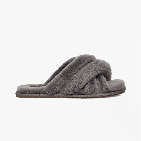 SCUFFITA Ladies Sheepskin Mule Slippers Charcoal