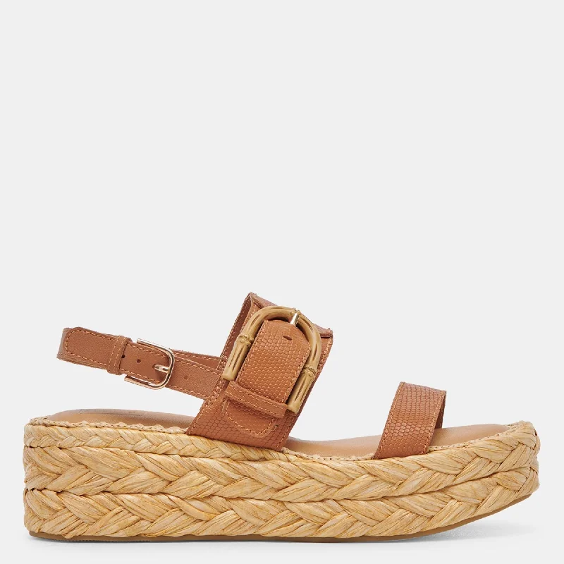 Chera Sandals Tan Embossed Leather