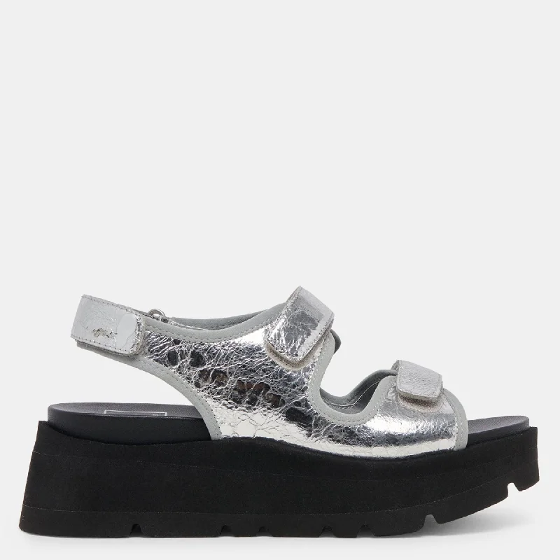 Dubai Sandals Silver Distressed Leather