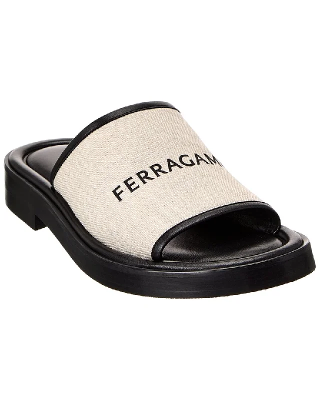 Ferragamo Canvas & Leather Slide