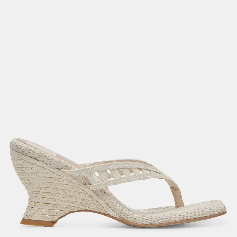 Nullah Wedges Oatmeal Raffia