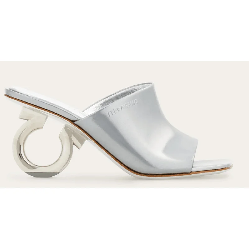 Salvatore Ferragamo Women's Astro Elina 70MM Leather Slide Mules, Silver