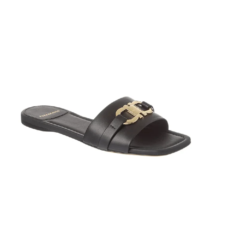 Salvatore Ferragamo Women's Leah Flat Slides, Black