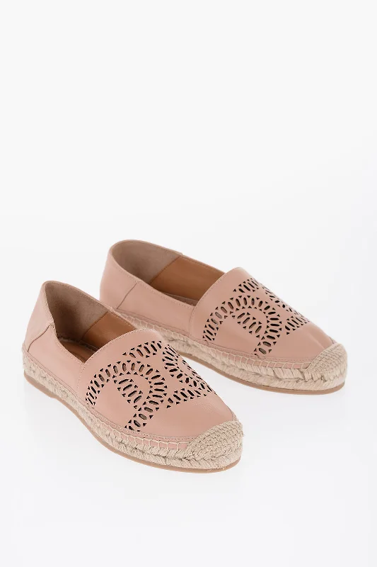 Tod's Leather Espadrillas With Raffia Sole